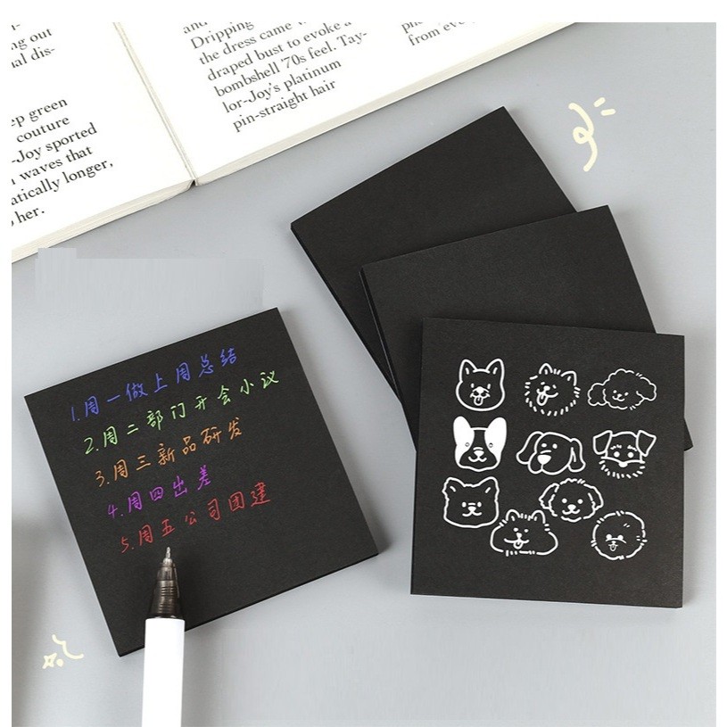 Jual 50 Lembar Sticky Notes Warna Hitam Polos Catatan Memo Tempel Daya ...