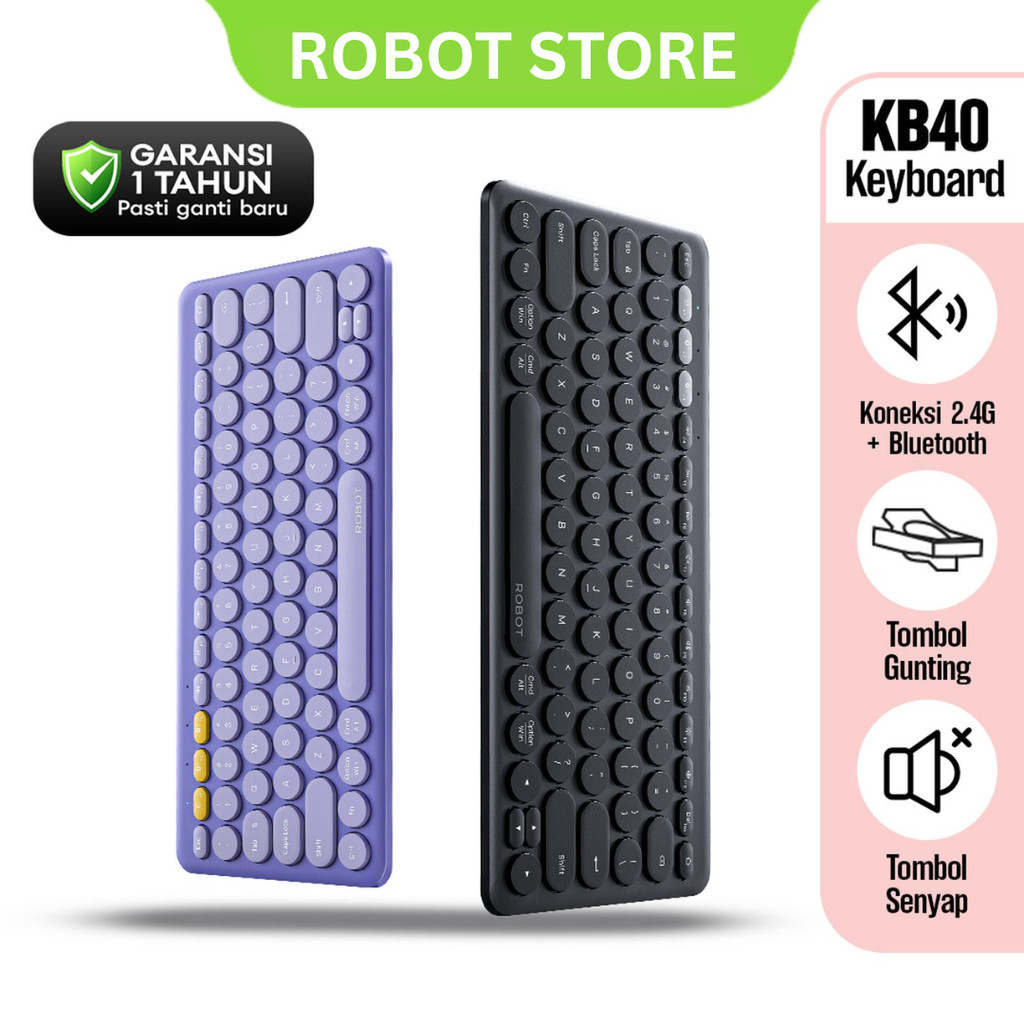 Jual ROBOT KB40 Keyboard Multi-Device Bluetooth Wireless Portable Easy ...