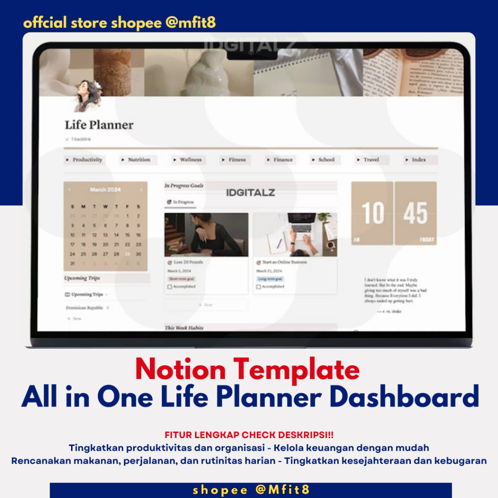 Jual [T0106] Notion Template All in One Life Planner Dashboard - ADHD ...