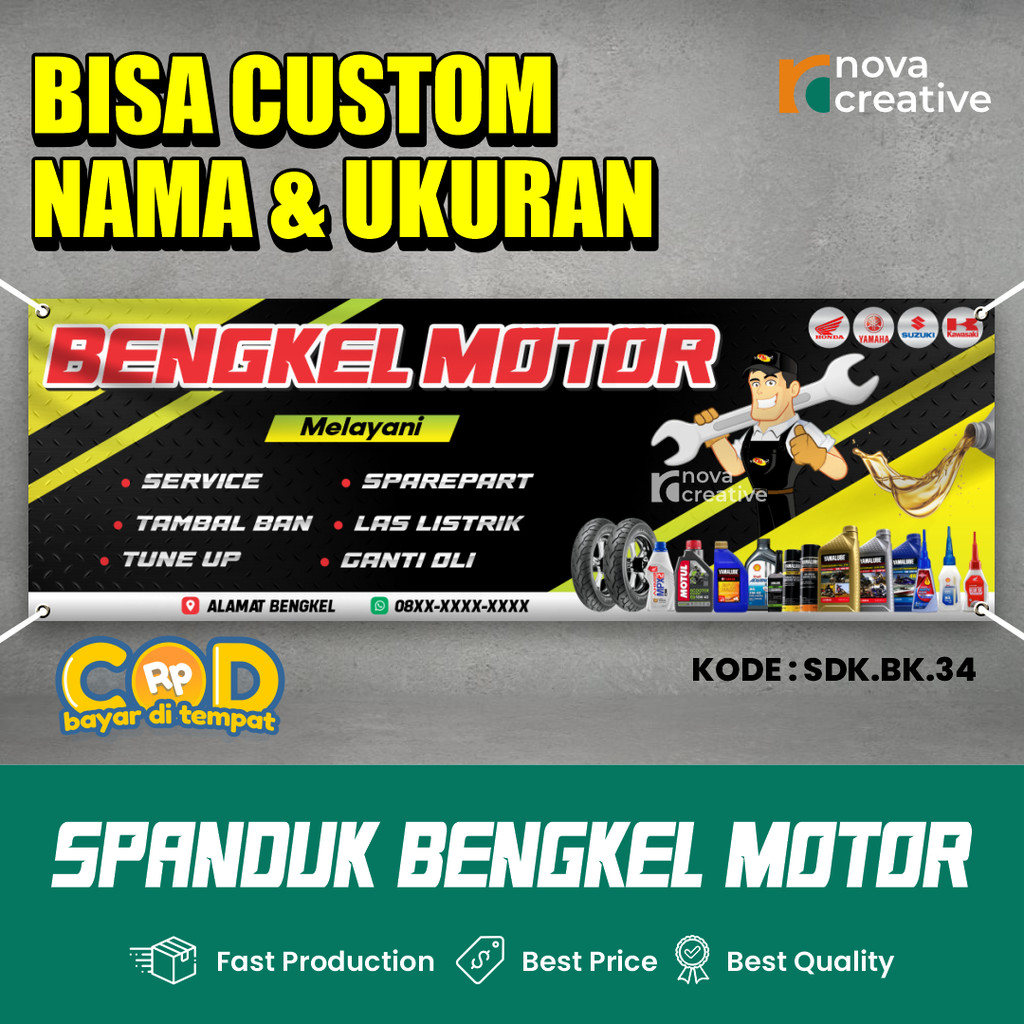 Jual Spanduk Bengkel Motor Racing, MMT Spanduk Desain Suka-Suka ...