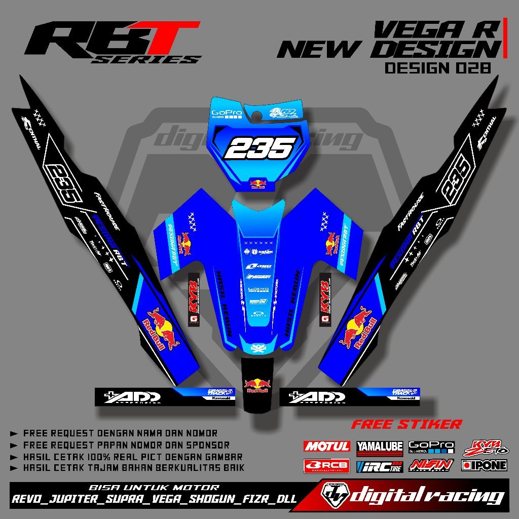 Jual Sticker RBT GLOSSY VEGA R NEW SEMI FULL BODY BEBEK MODIF SUPERMOTO ...