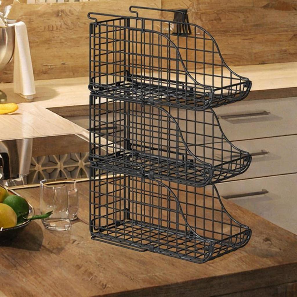 Jual 3Pcs Can Organizer Stackable Metal Wire Basket Foldable Can ...