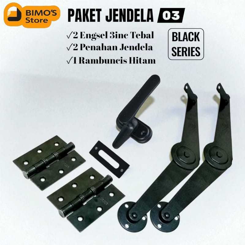 Paket Pasang Jendela Fullset Rambuncis Engsel Jendela Sikutan Penahan Jendela BS2