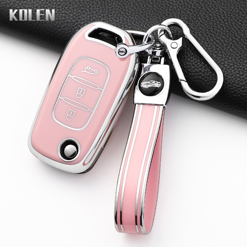 SHINING HOUSE Housse De Clé De Voiture Pour Renault Sandero Logan Clio Arkana Captur Kadjar 3 Boutons Argent Noir 84043237