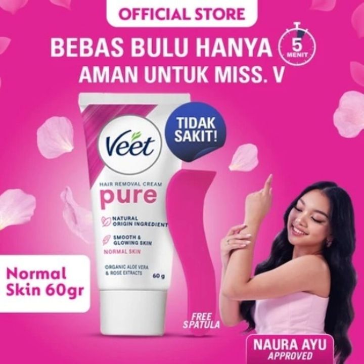 Veet Normal Skin Hair Removal Cream Pure 60gr - Krim Waxing Penghilang Bulu