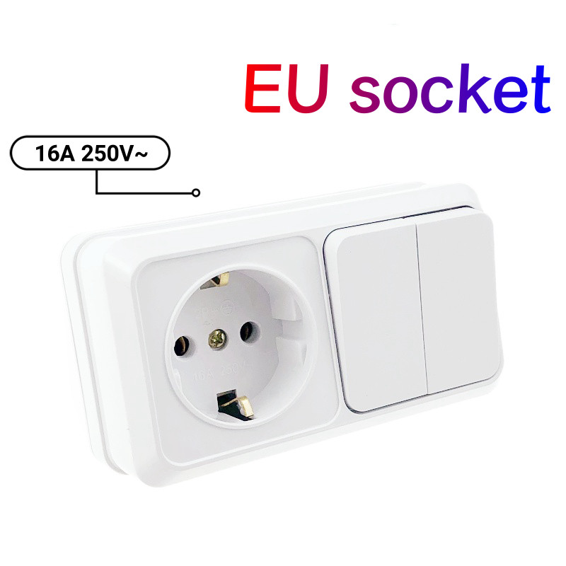 Jual European standard socket two open without light ground socket ...