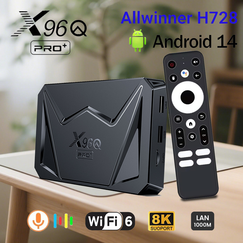 X96 QPro+ Plus Android TV Box 8K Con Android 14, Allwinner H728, 2GB/16GB, Wi-Fi 6 E BT 5.X, Controllo Vocale