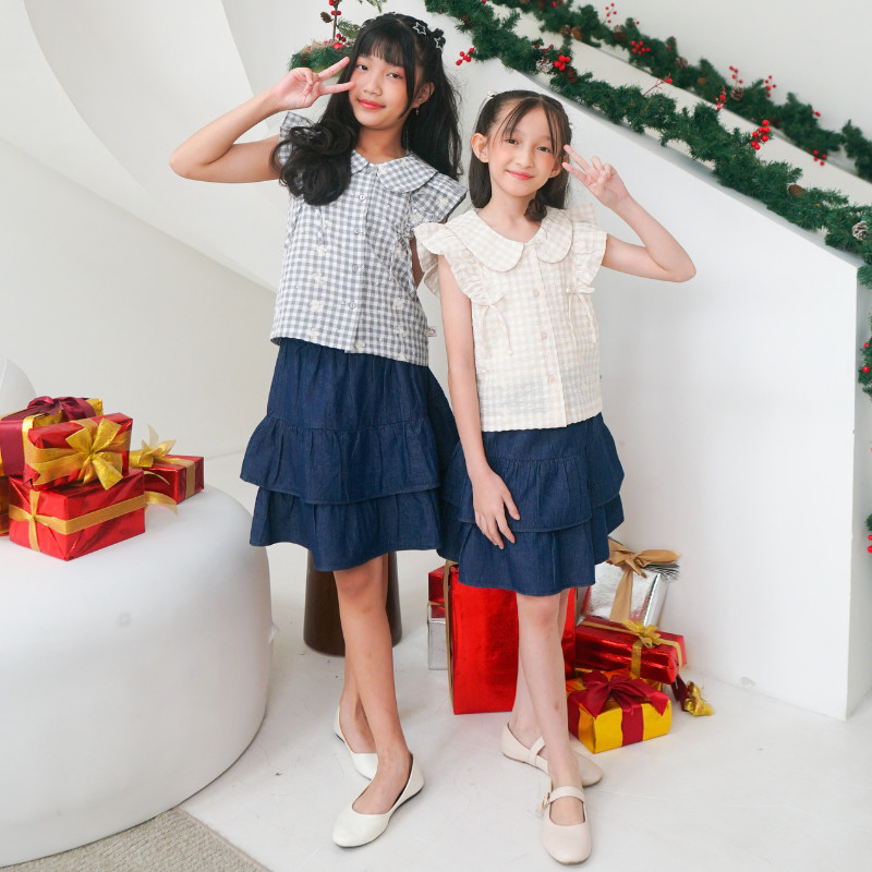 Jual Queenkids - Tiffany Set - Setelan Rok Jeans Denim Lengan Pendek ...