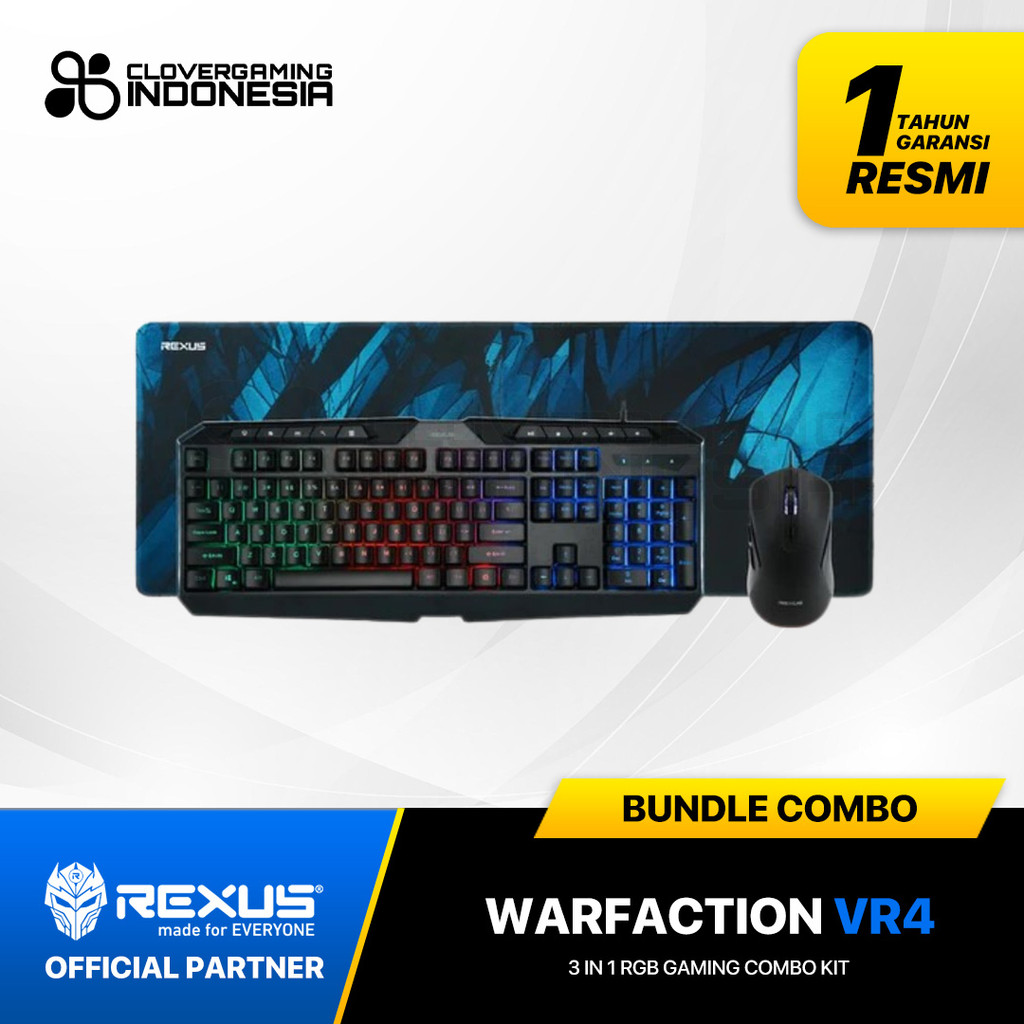 Jual Rexus VR4 VR-4 Warfaction Wired Gaming Keyboard Mouse Rainbow ...