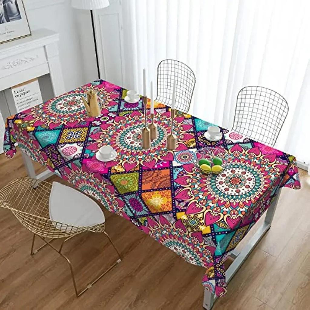 Jual Mandala Flower Waterproof Tablecloth Holiday Party Decoration Anti ...