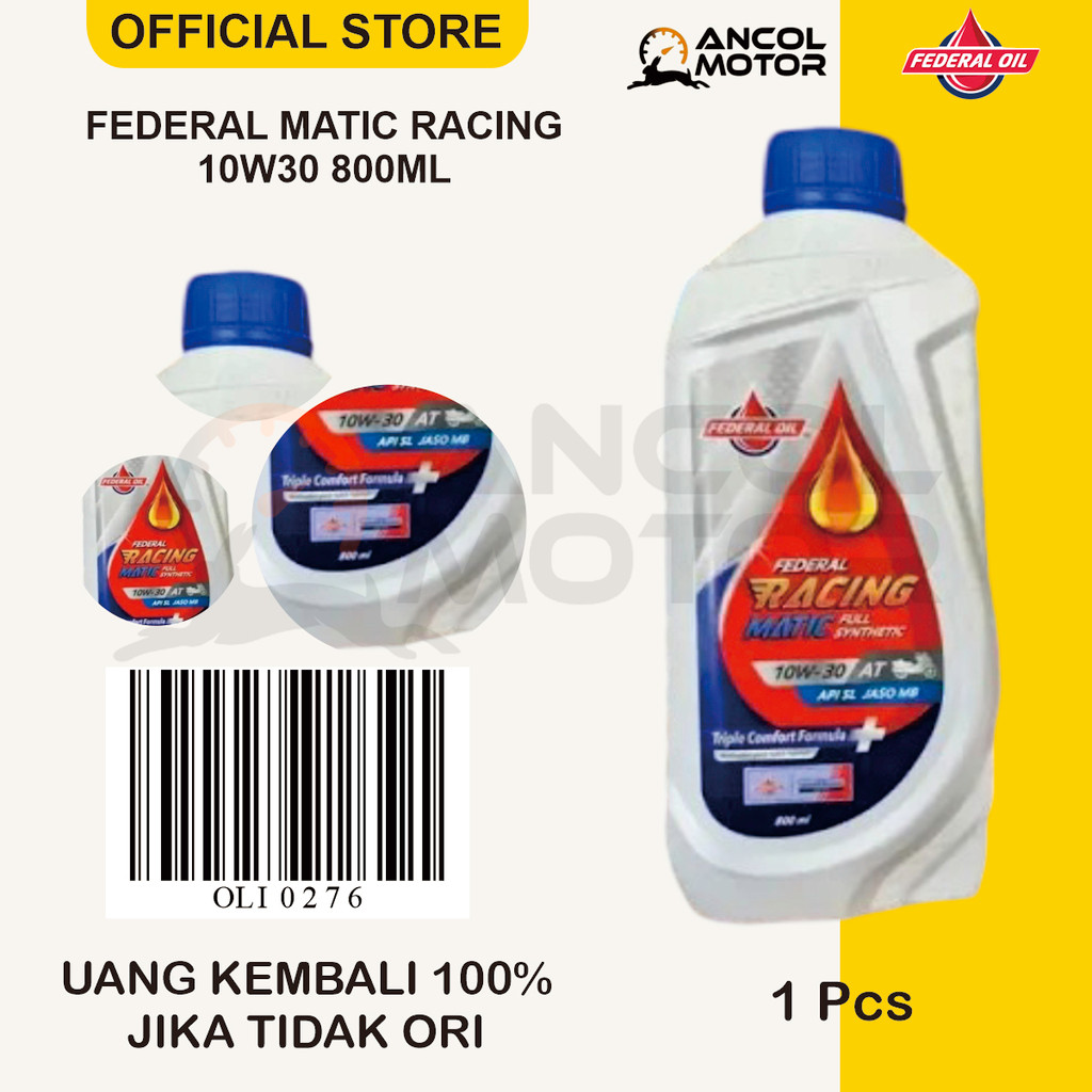Jual FEDERAL MATIC RACING 10W-30 Oli Mesin Motor Matic 800 ML Asli ...