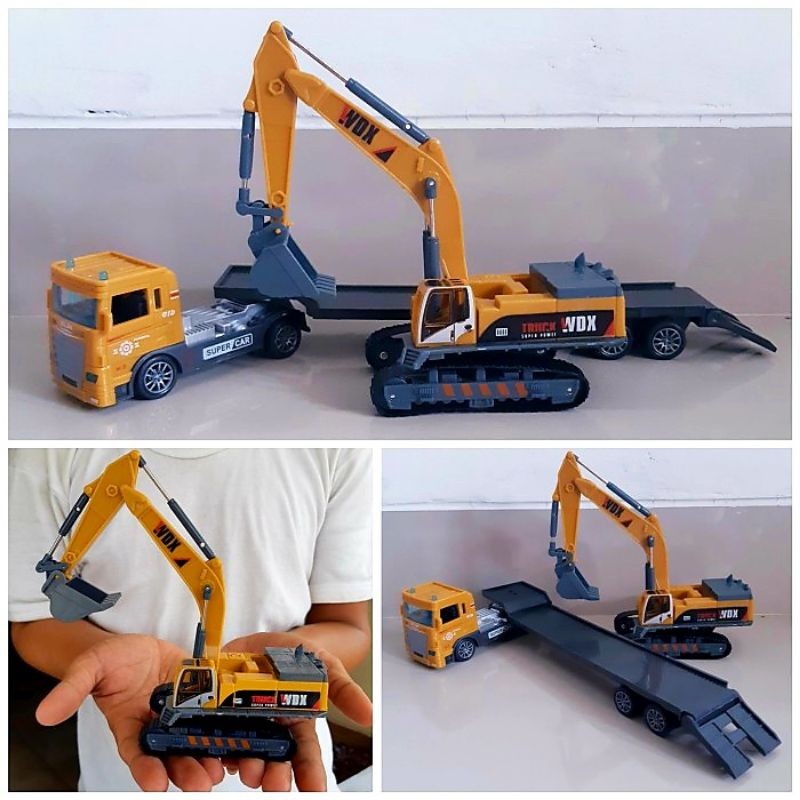 Jual rumi project Diecast Set Truk Trailer & Excavator Alloy - Mainan ...
