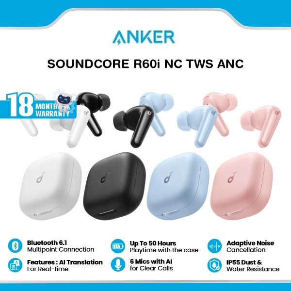 Jual Anker Soundcore R60i NC (R50i NC Upgrade) TWS Earbuds Real-Time ...
