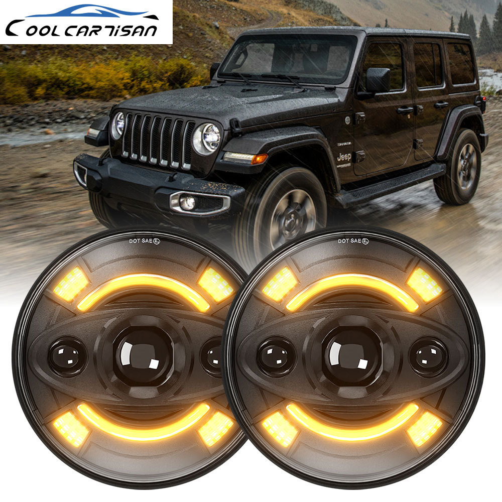 Jual 7 In Ranger Smiley LED Lighthouse Projector Face Pattern Headlight ...
