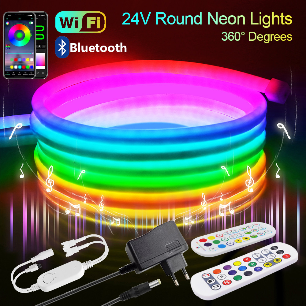 Jual DC 24V Round Neon LED Light Strip Waterproof Full Color WS2811 LED ...