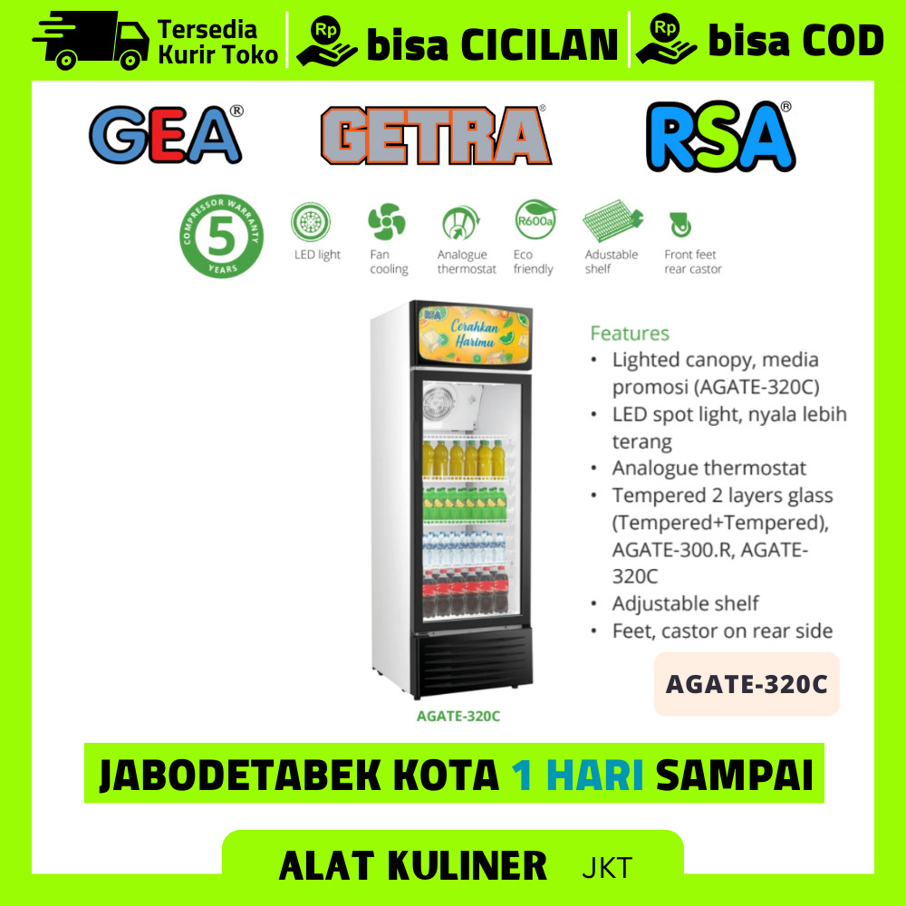 Jual SHOWCASE RSA AGATE-320C SHOWCASE PENDINGIN 1 PINTU 4 RAK ORIGINAL ...