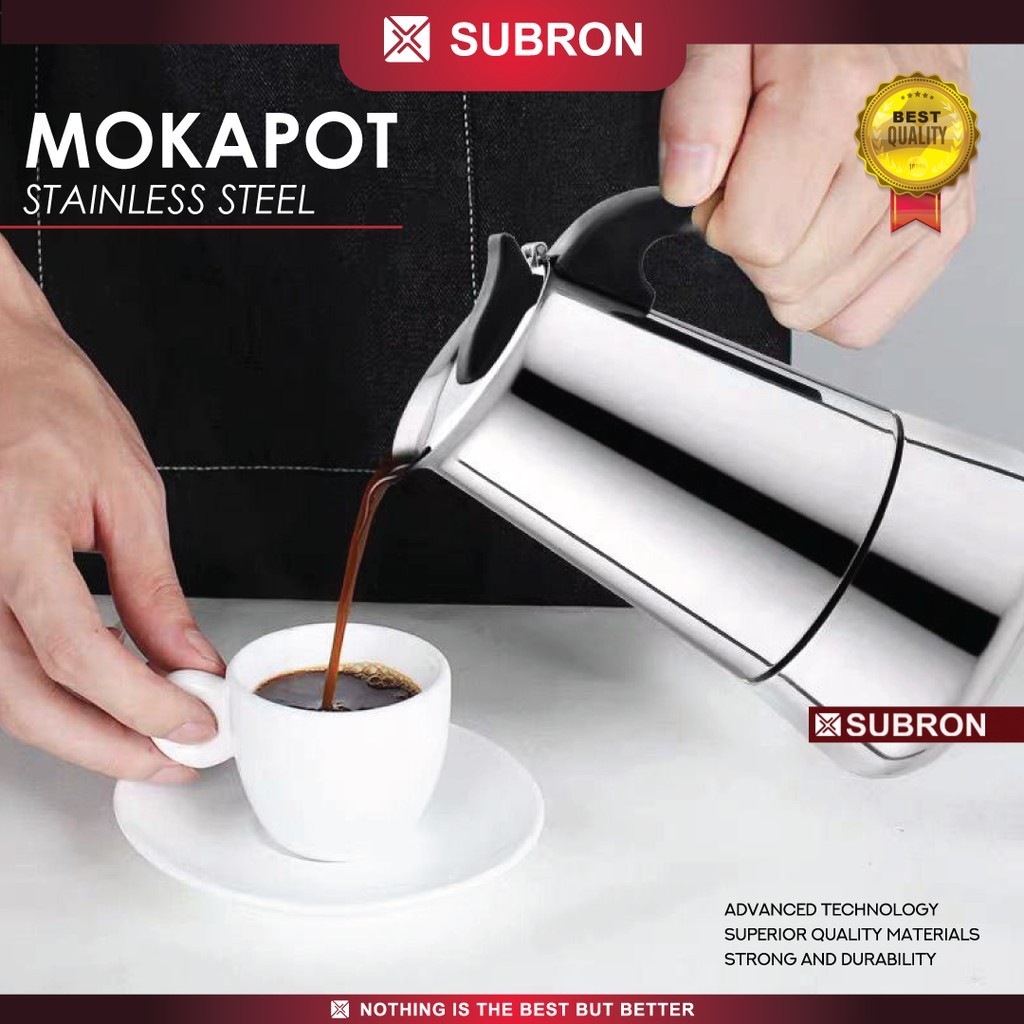 Jual SUBRON Manual Espresso Coffee Maker Mokapot Stainless 2 Cup 100ML ...