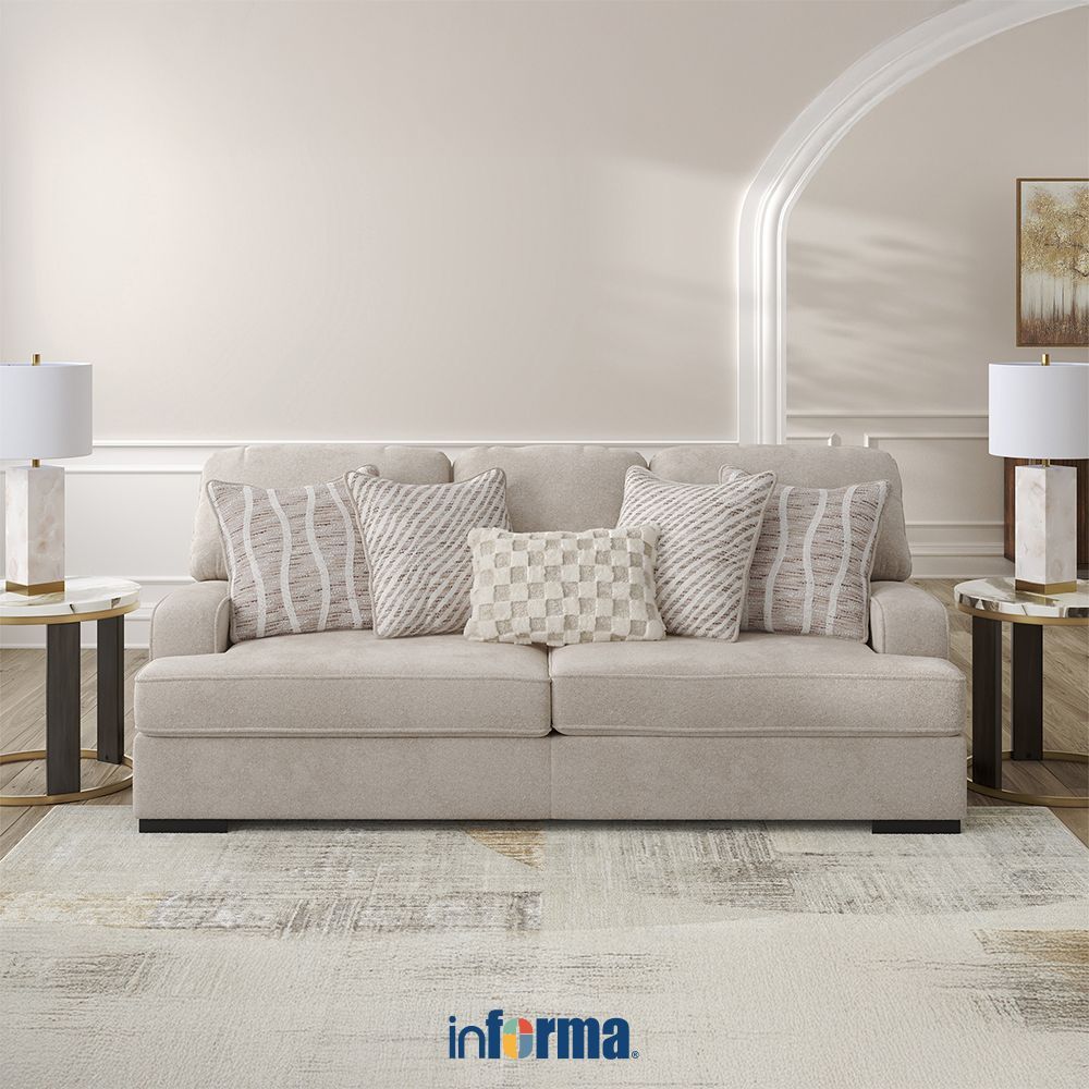 Jual Informa Ashley High Profile Sofa Fabric 3 Seater - Krem Beige Sofa ...