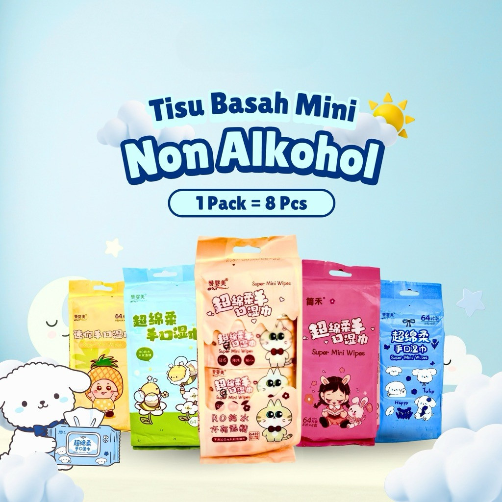 Jual Tissue Basah Mini Karakter 1 Pack Isi 8 Pcs | Tisu Basah Travel ...