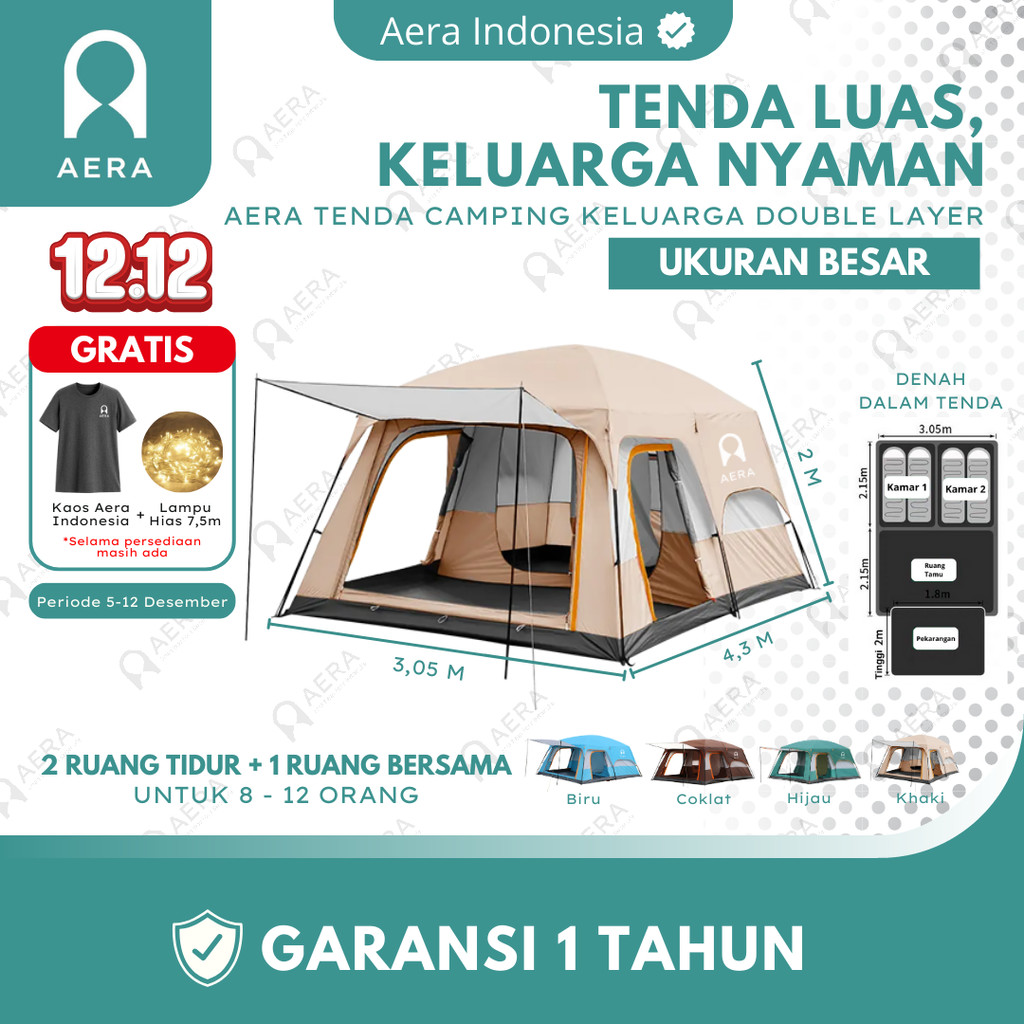 Jual TENDA CAMPING KELUARGA | TENDA KEMPING UNTUK 8 - 12 ORANG | TENDA