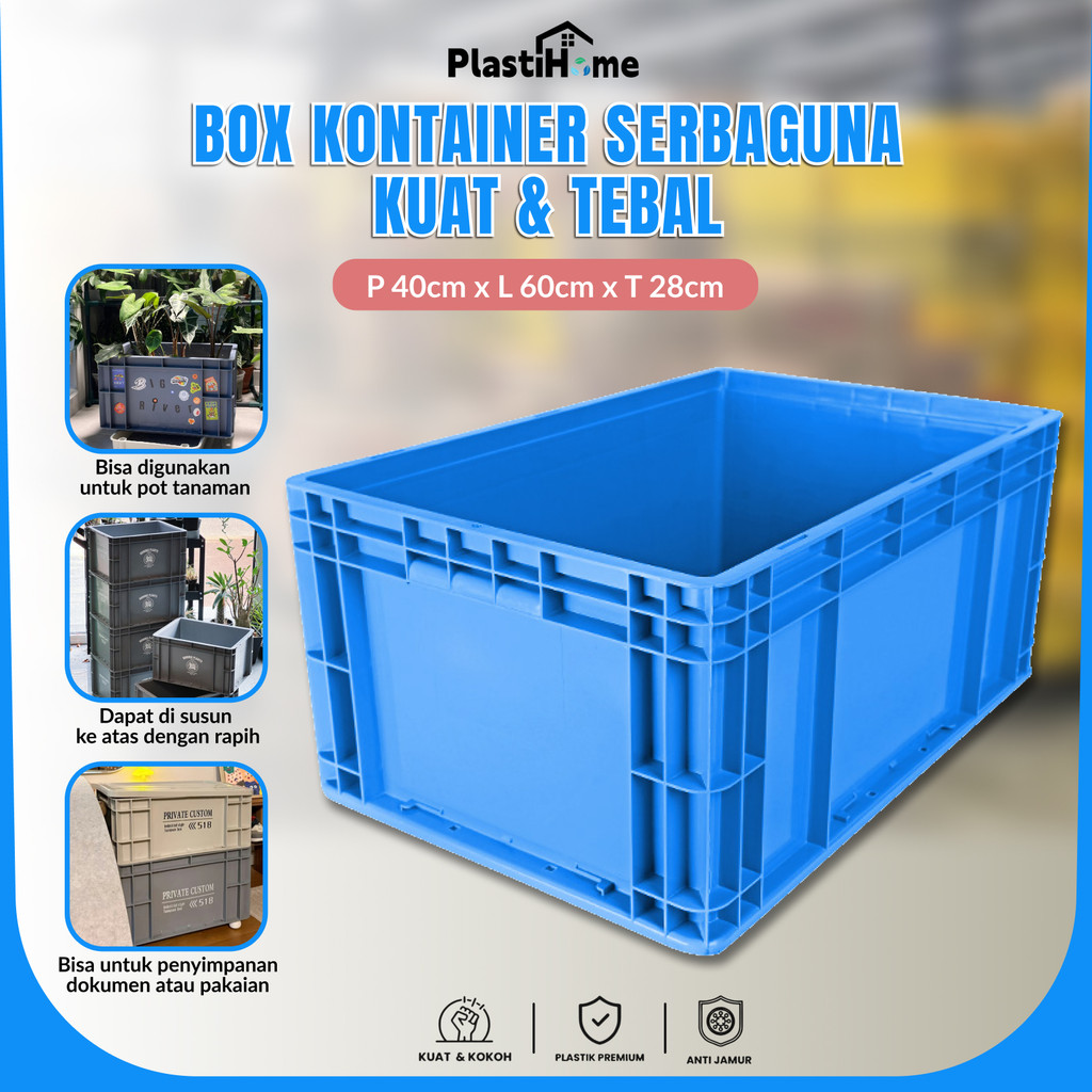 Jual Kotak Penyimpanan Plastik Besar 60×40×28cm Box Logistik Tebal ...