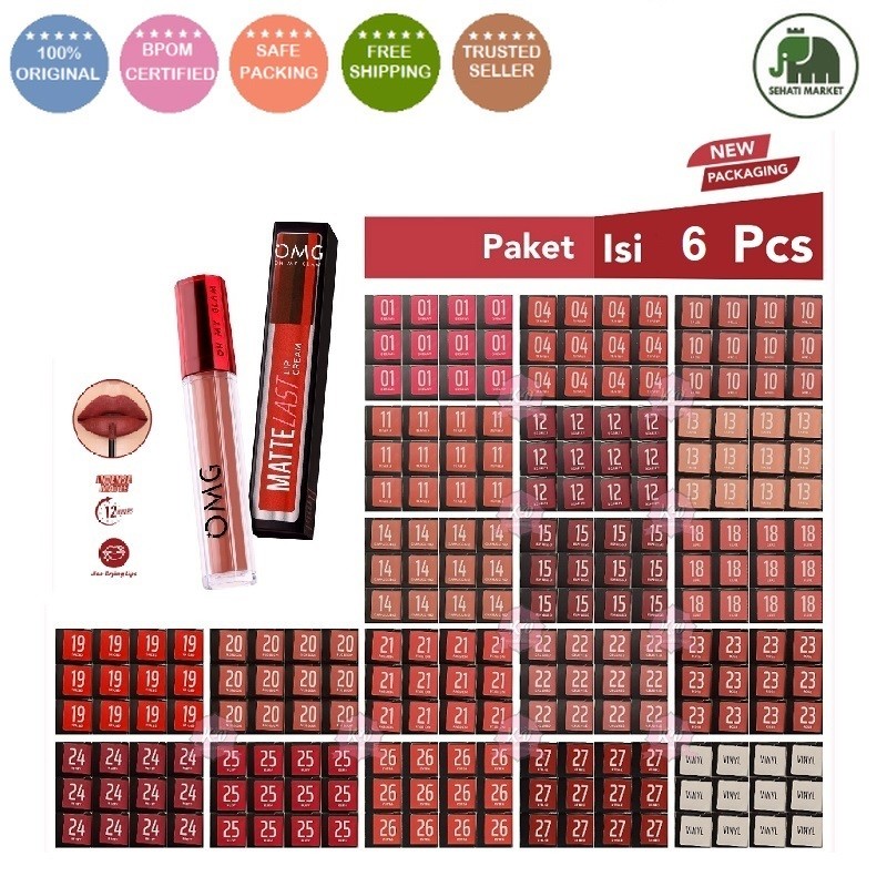 Jual PAKET isi 6pcs 1/2 lusin OMG OH MY GLAM Mattelast Matte Last Kiss ...
