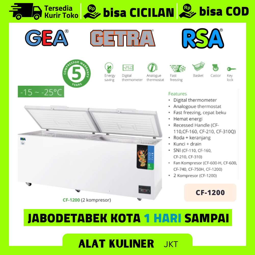 Jual RSA CF 1200 CF-1200 CHEST FREEZER BOX CHEST FREEZER 1000 LITER ...