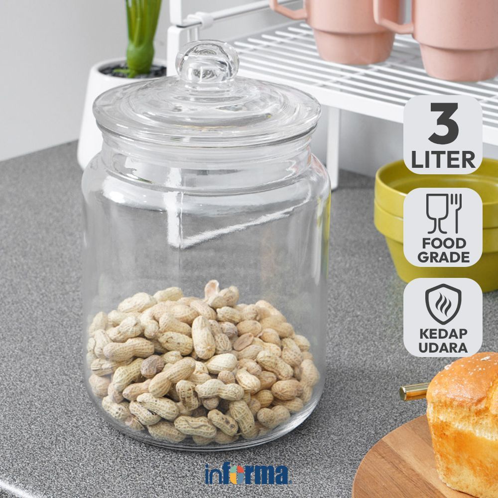 Jual Informa Lily Stoples Kaca 3 Liter Transparan Toples Jar Food ...