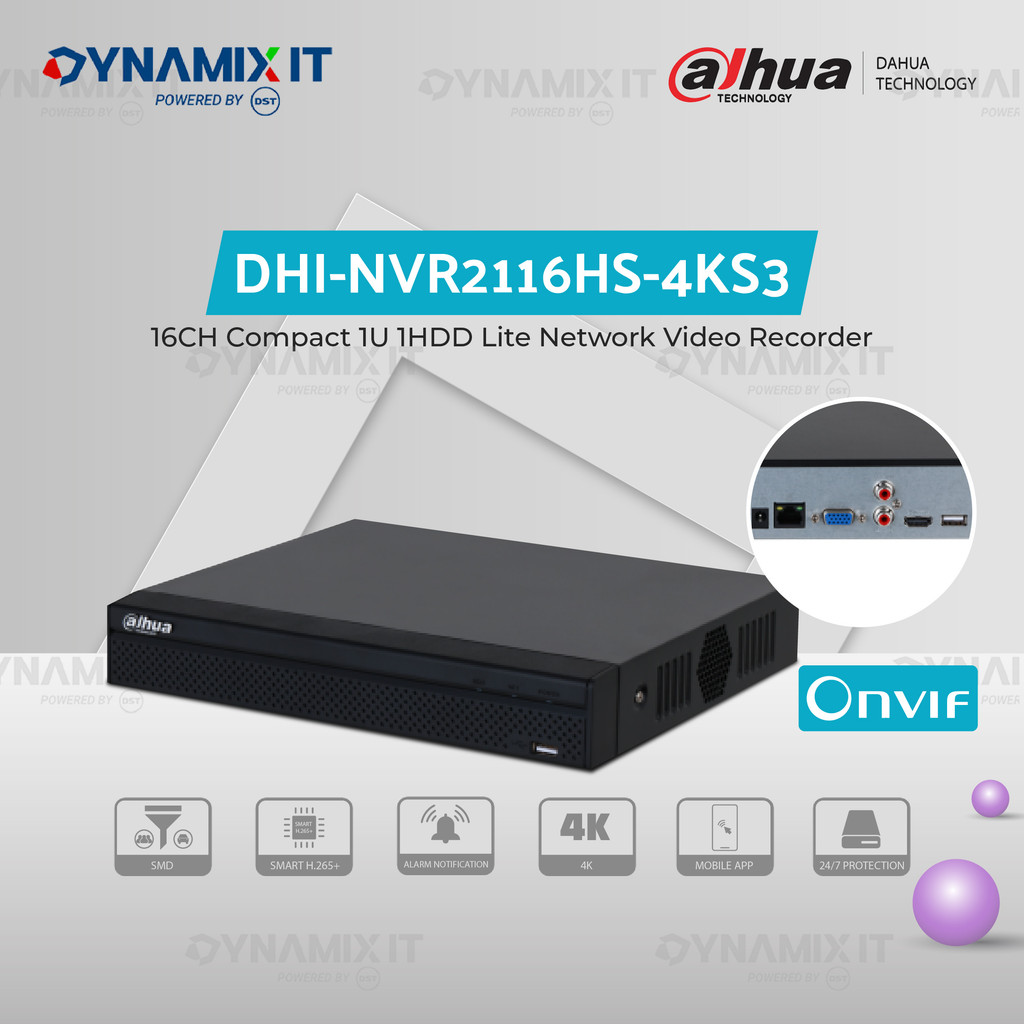 Jual NVR Dahua DHI-NVR2116HS-4KS3 | 16 Channel Non-POE Compact 1U 1HDD ...