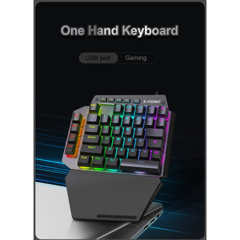 Jual E-YOOSO K700 RGB One-handed Mechanical Gaming Wired Keyboard Red ...
