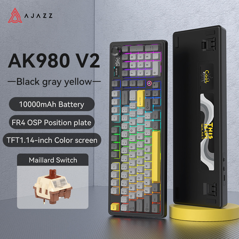 Jual AJAZZ AK980 V2 Three-mode Wired Mechanical Keyboard Hot-swappable ...