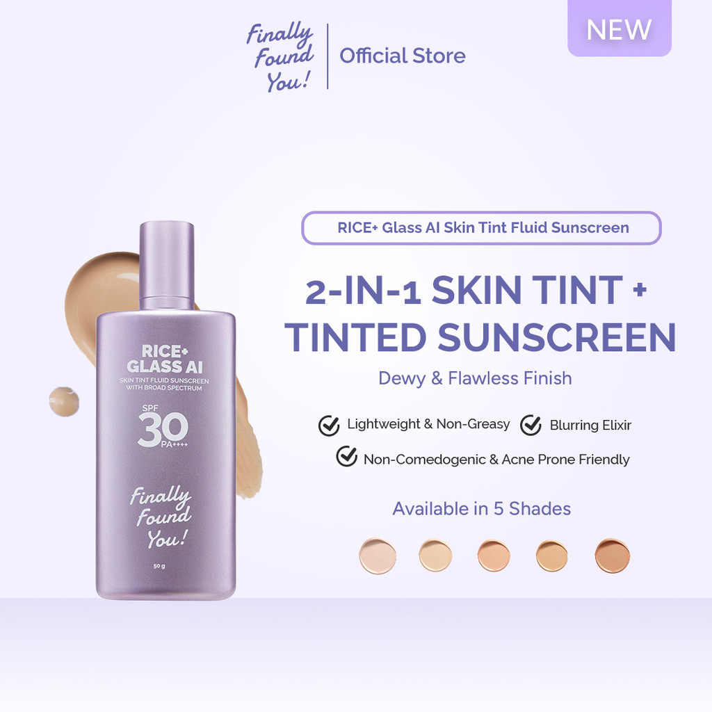 Jual Finally Found You! RICE+ Glass AI Skin Tint Fluid Sunscreen with ...