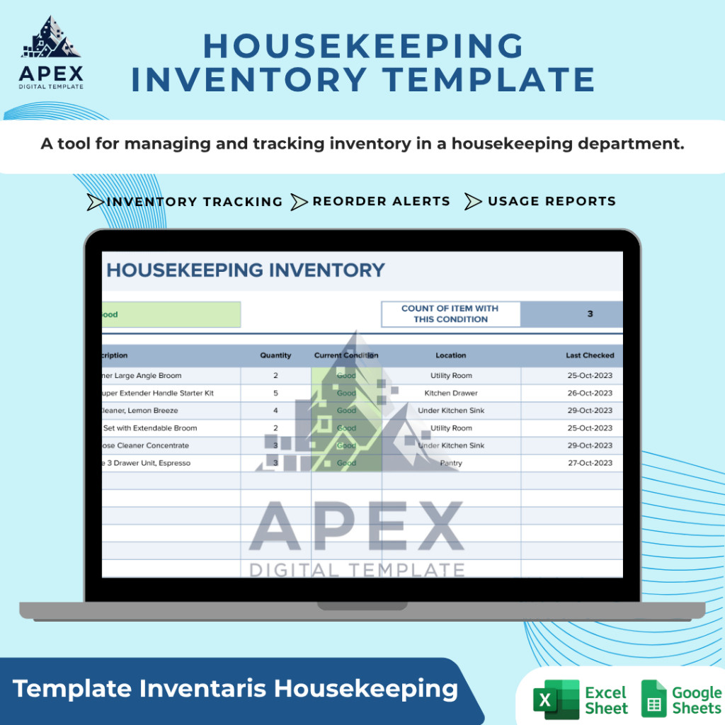 Jual Housekeeping Inventory Template – Template Inventaris Pembersihan ...