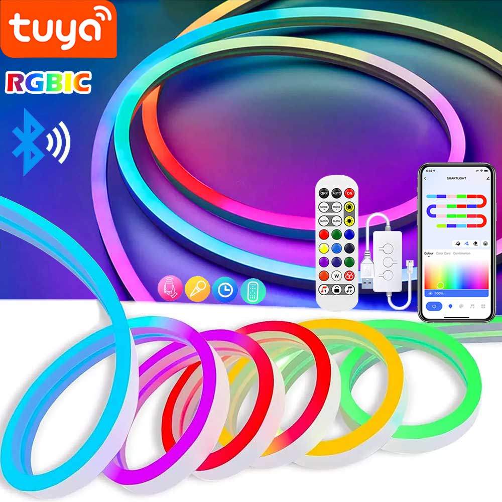 Jual TUYA Neon LED Strip Lights 5V Neon Rope Light 72LEDs/M Silicone ...