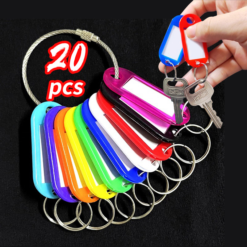 Jual 10-50Pcs Colors Plastic Key Tags with Card Label for Y Keyain Kit ...