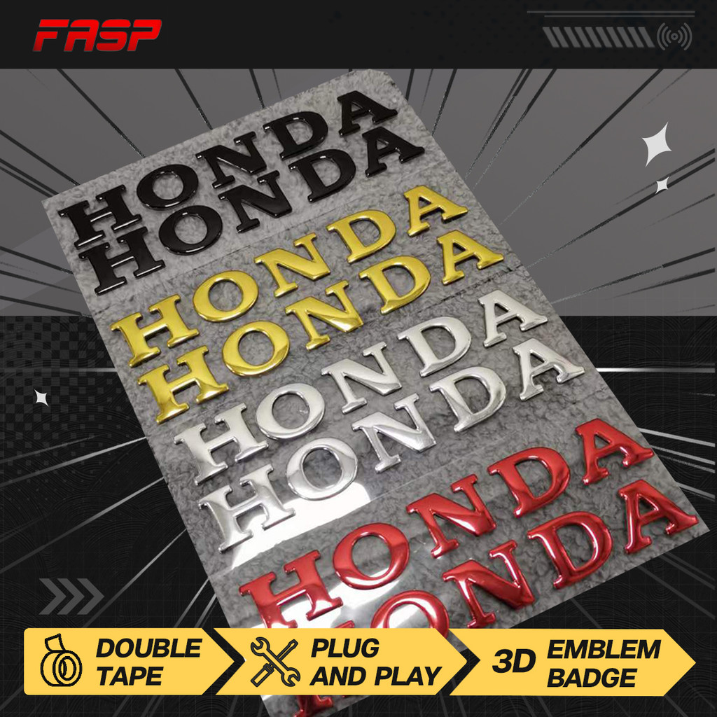 Emblem HONDA Motor 2PCS Stiker Timbul 3d Logo Badge Motor Decal Tank Wheel Sticker Soft Mengkilap