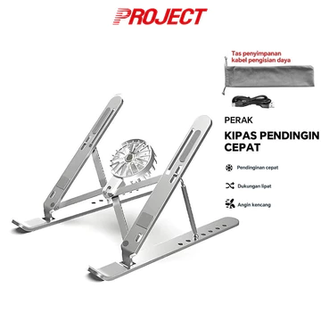 PJT Dudukan Laptop Lipat Multifungsi Cooling Kipas Laptop Portable Aluminium Adjustable Anti