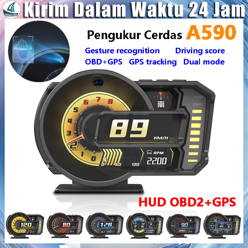 Jual Barang Spot - A590 HUD OBD2+GPS Car Smart Gauge HUD Smart Car ...