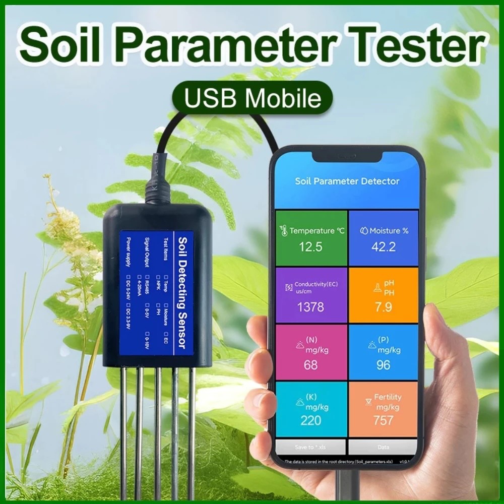 Jual 8 in 1 PH tanah NPK N P K EC Fertilily Moisture Temperature 8in1 ...
