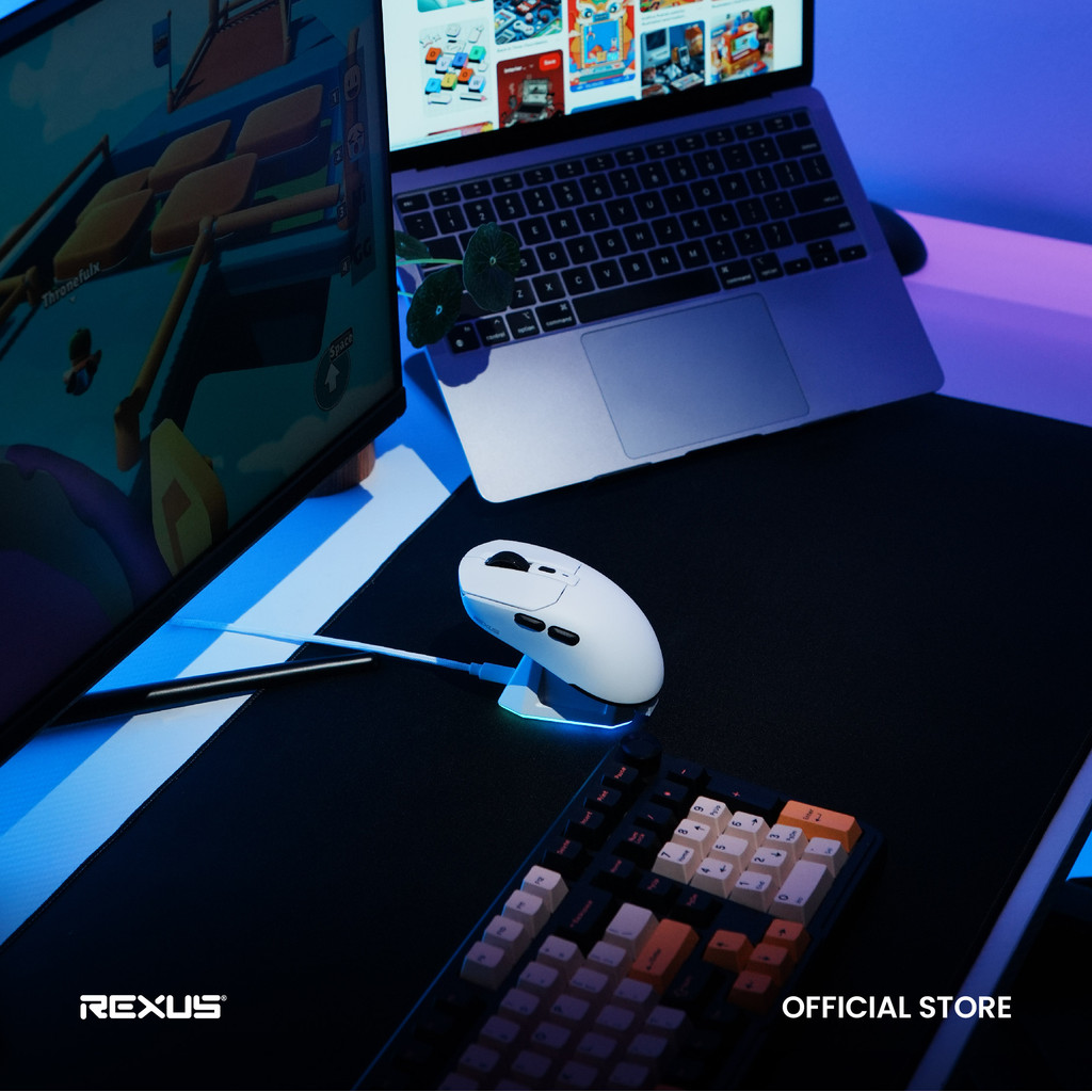 Rexus Shaga X RX130 Mouse Gaming Wireless Tri Mode Connection PAW3311 - Include Charging Dock (5)