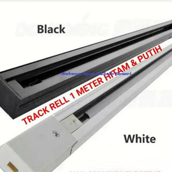 Jual Rell 1M Lampu Track Sorot /Spot Track Rell 1 m Meter PUTIH HITAM ...