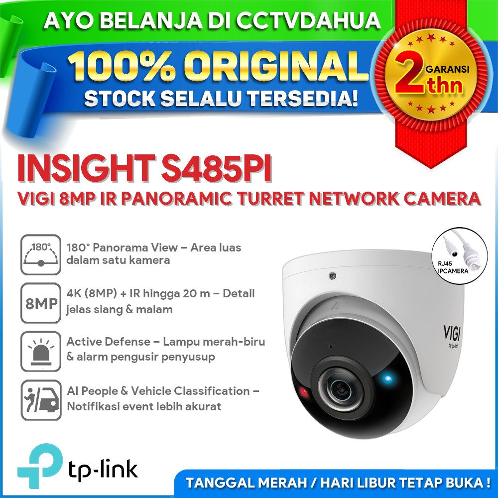 Jual TP-LINK INSIGHT S485PI VIGI 8MP IR PANORAMIC TURRET NETWORK CAMERA ...