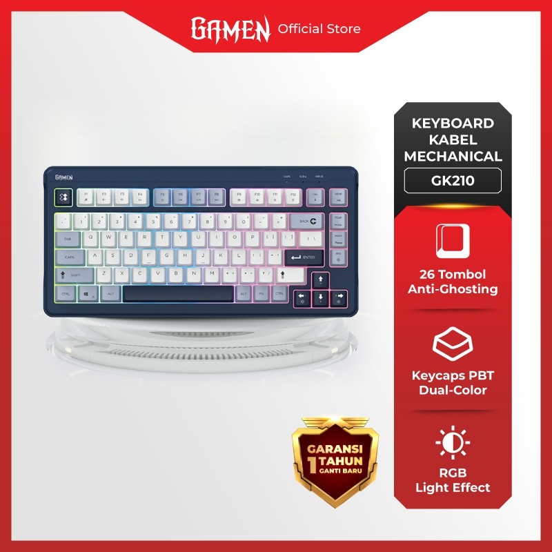 Jual GAMEN Keyboard Gaming Mechanical PBT Keycaps Silent Click GK210 ...