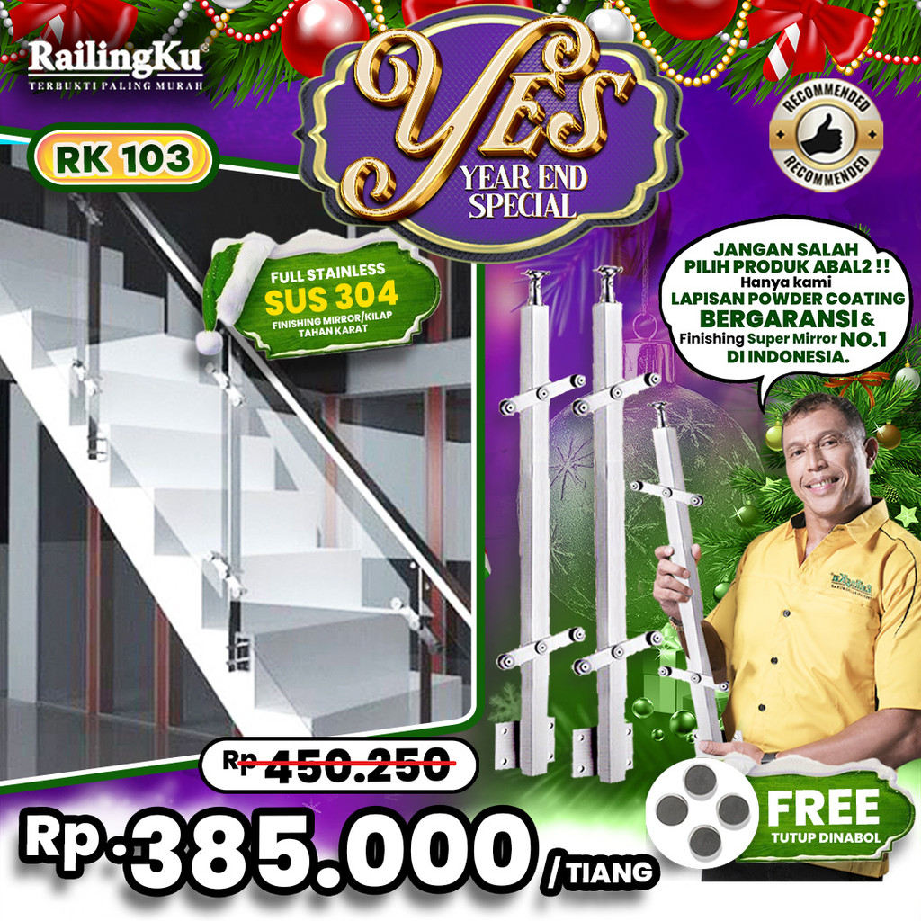 Jual Railing Tangga Stainless Hollow Tiang Railingku [YES!] RK 103 ...