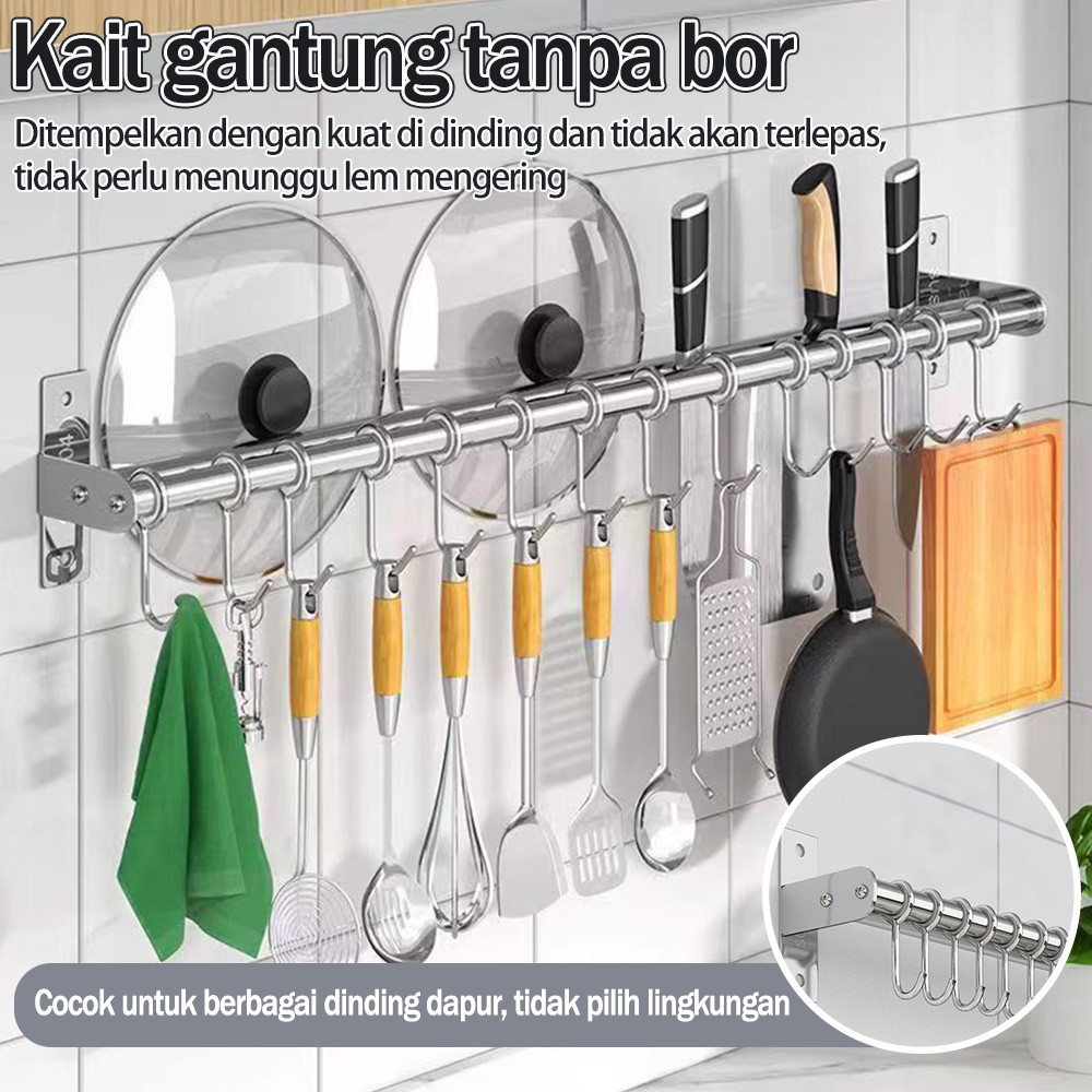 Jual Rak Gantung Dapur Tanpa Bor / Rak Penyimpanan Dapur Multifungsi ...