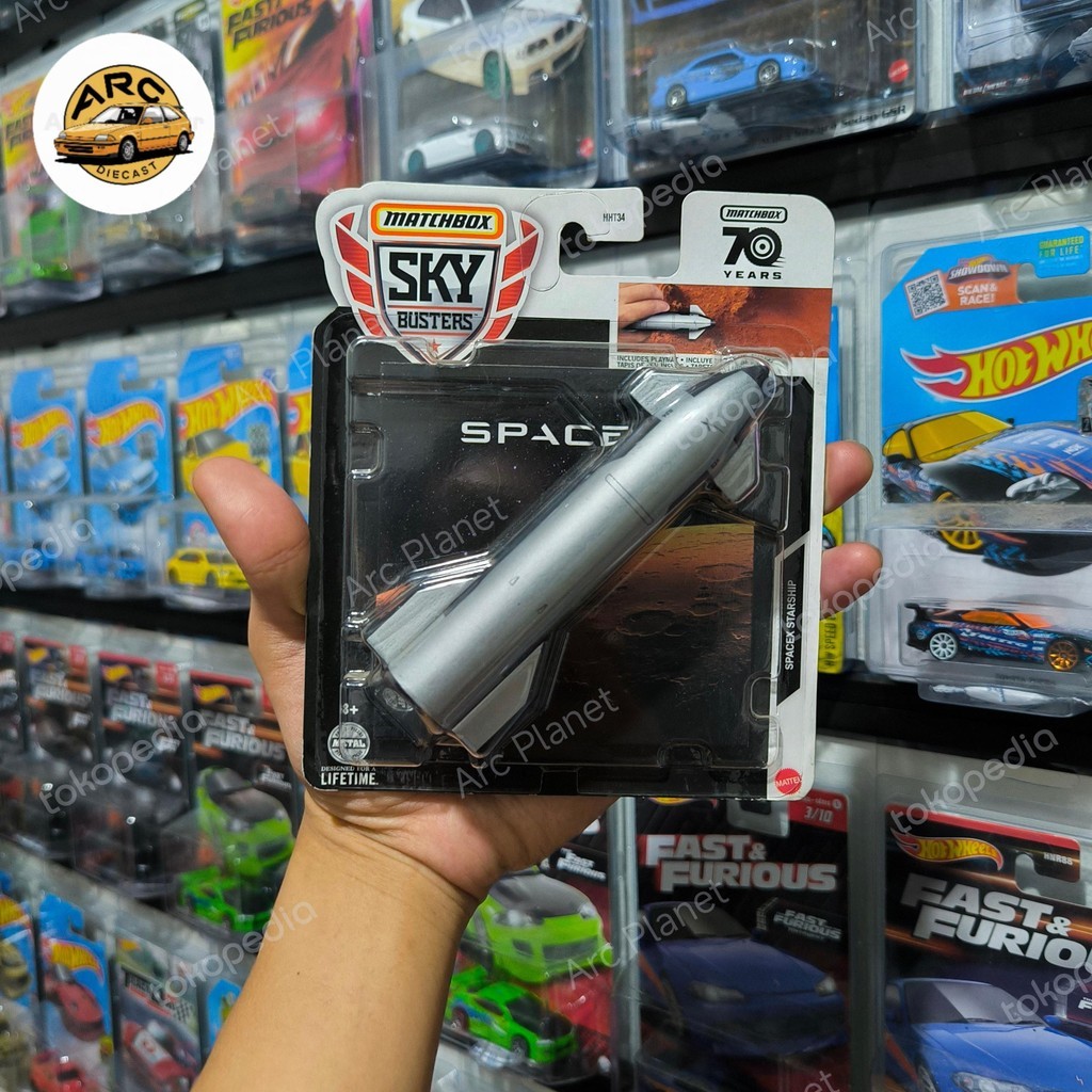 Matchbox Sky Busters SpaceX Starship | Veicolo Pressofuso Con Tappetino Gioco | 70° Anniversario