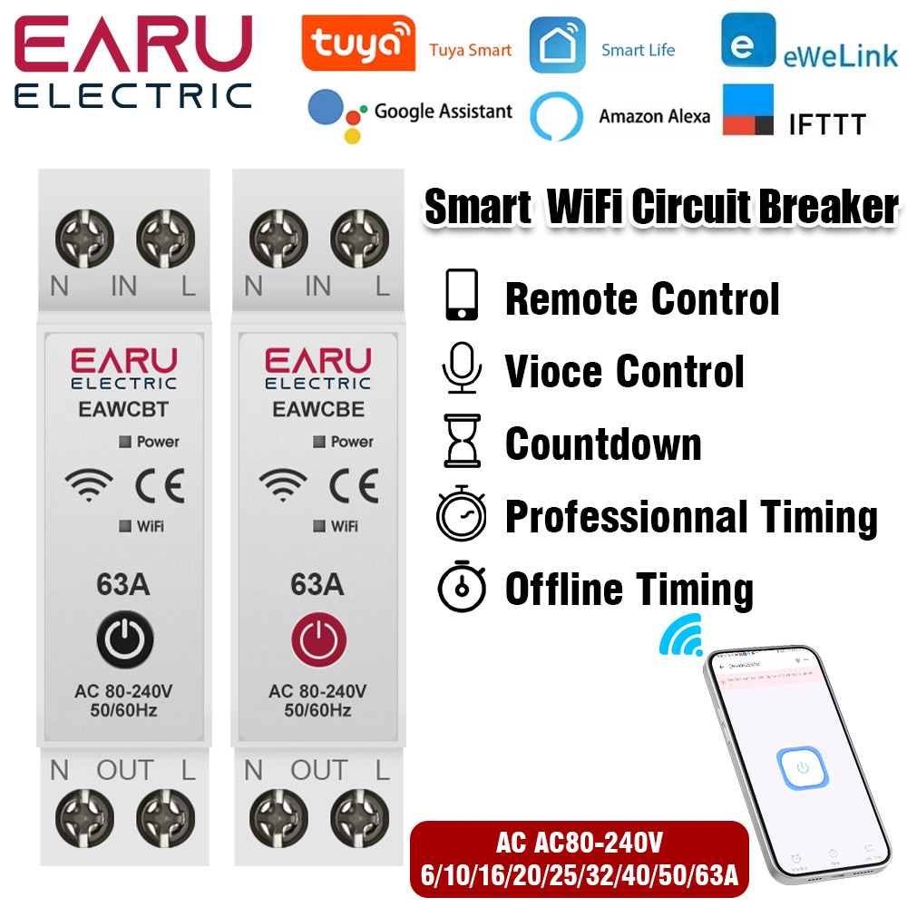 Jual Tuya eWeLink WiFi Smart Circuit Breaker Timer Relay Swit Remote ...