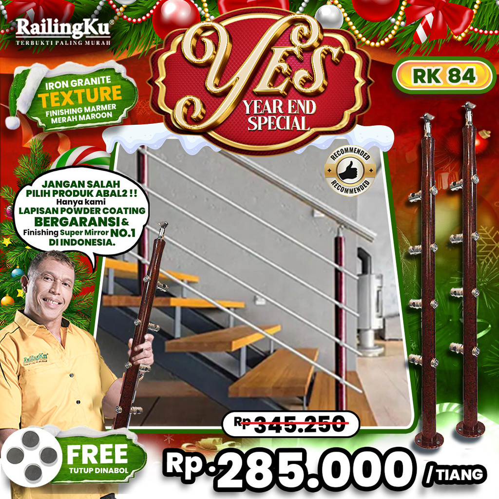 Jual Railing Tangga Stainless Maroon Marble Texture Railingku [YES!] RK ...