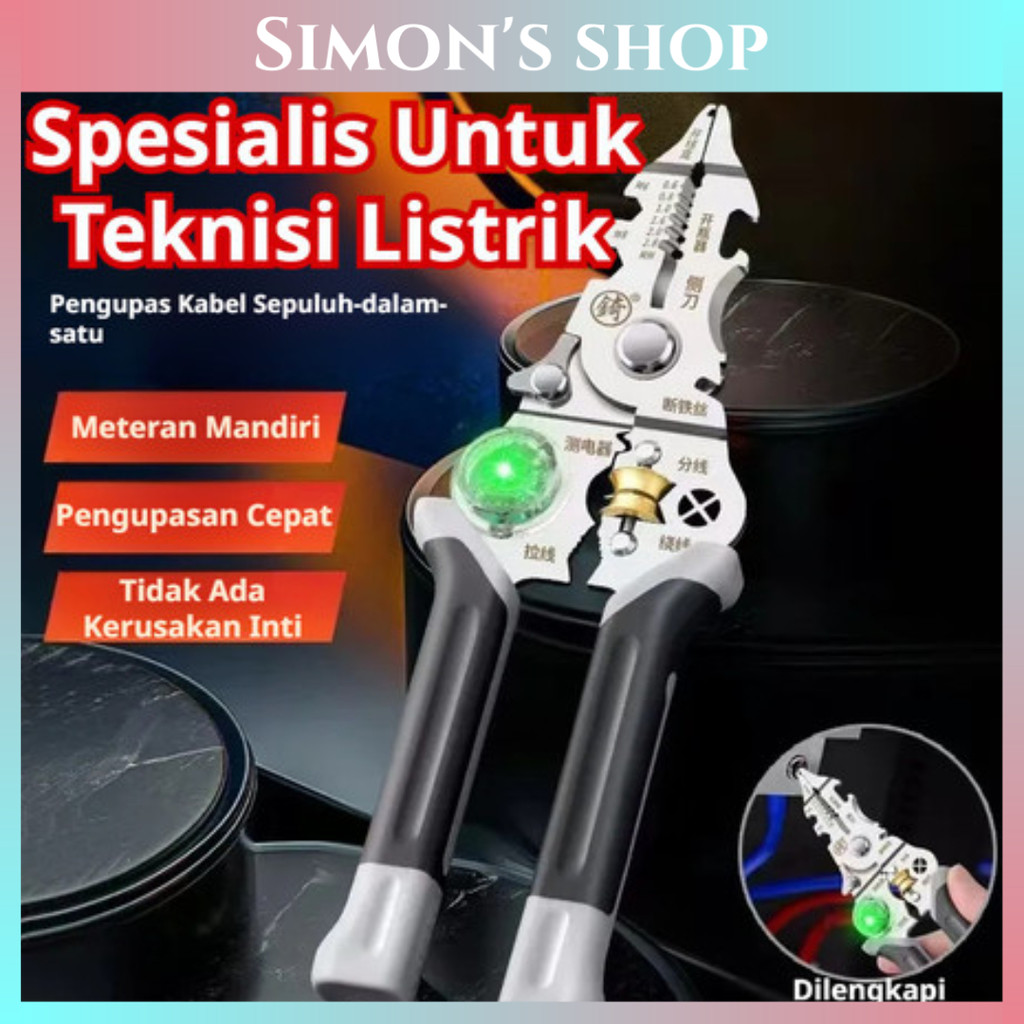 Jual Tang Kabel 10 in 1 Multifungsi Cutter Stripper Crimper Tester ...