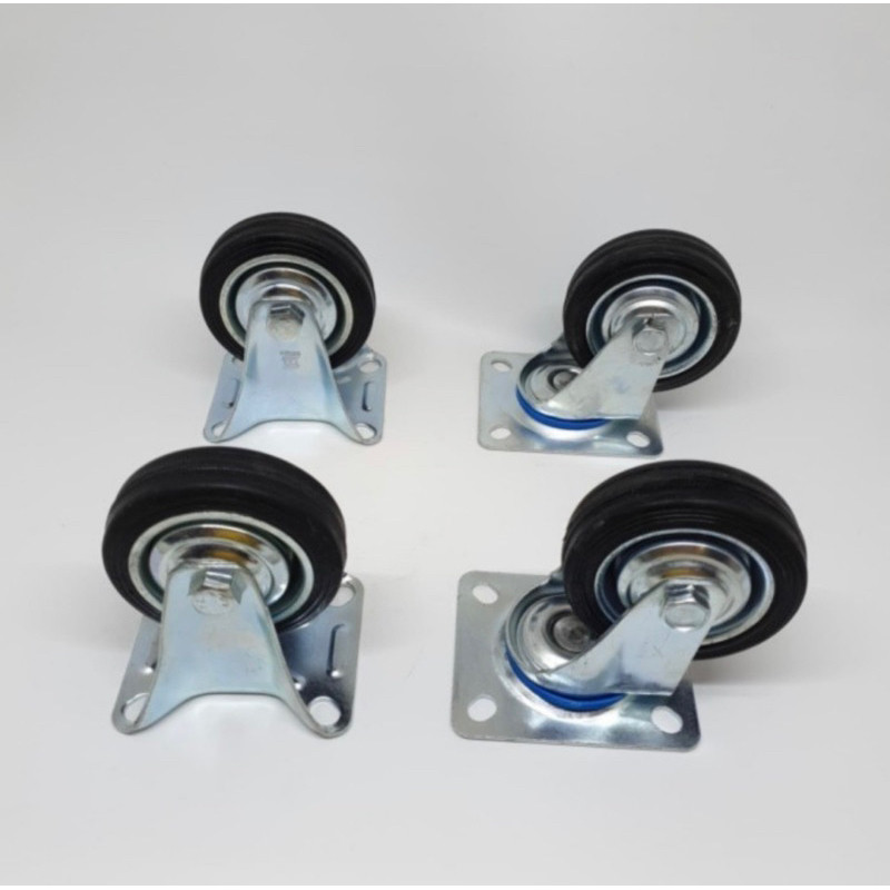 Jual Roda etalase 3 inch / Roda trolley / Roda karet ( 2 inch hidup 2 ...